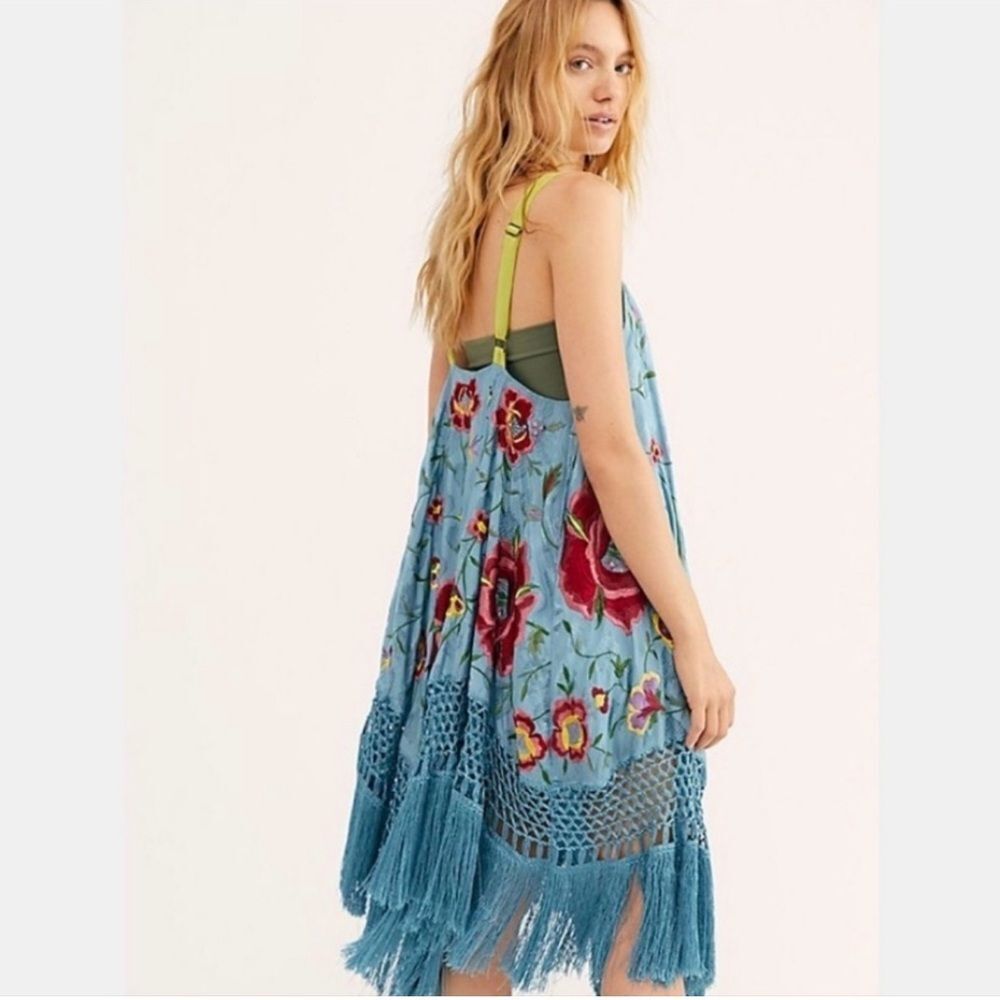 Free People RARE Wonderer Trapeze Embroidered Dress Sz M - Picture 5 of 5